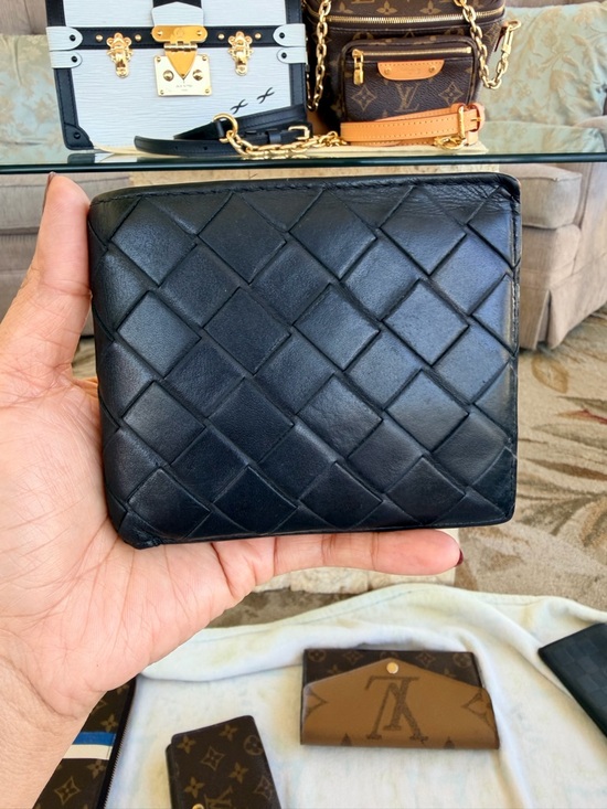 Handbags - Bottega Bi-fold Black/ Orange Wallet